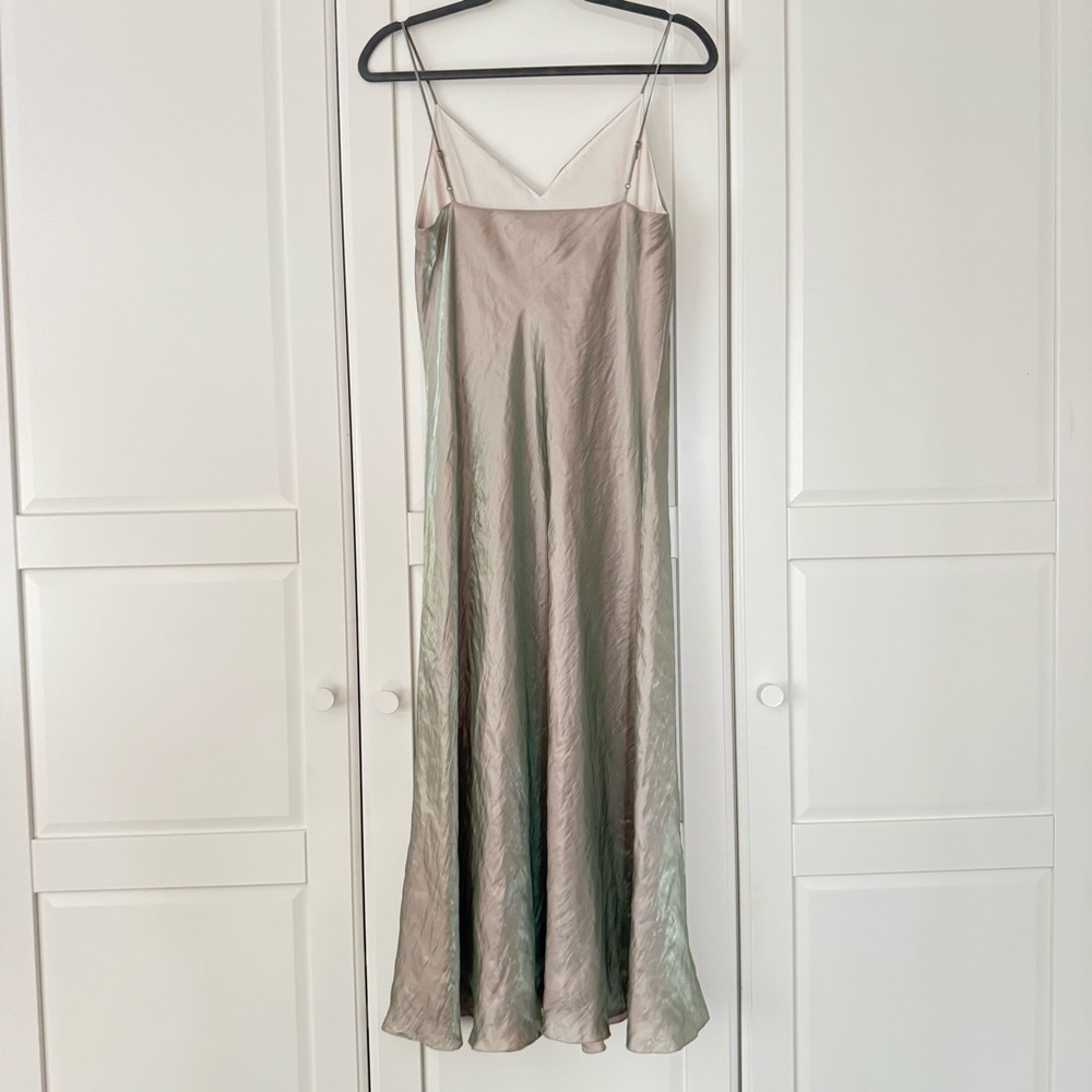 Vince Light Green Satin Midi Dress - Picture 7 of 9